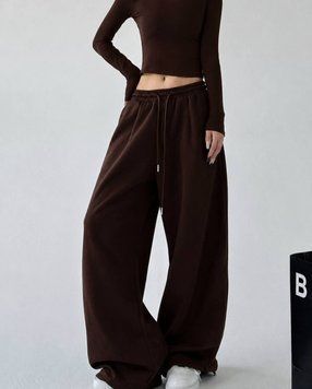 Жіночі спортивні широкі штани у стилі oversize, Коричневий 42/48 грф-7198/33 фото
