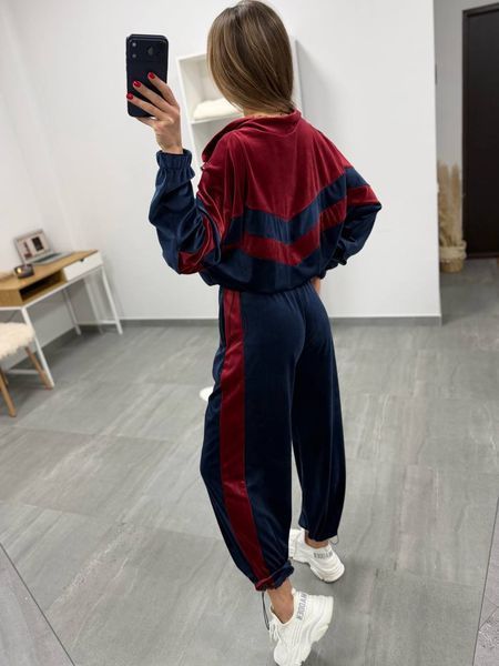 Женский велюровый костюм с затяжками в стиле oversize, Темно-синий 52/54 бф-1930/6 фото